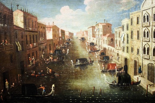 Antiquités - Venise, défilé de gondoles sur le canal - Gabriele Bella (Venise 1730-1799)